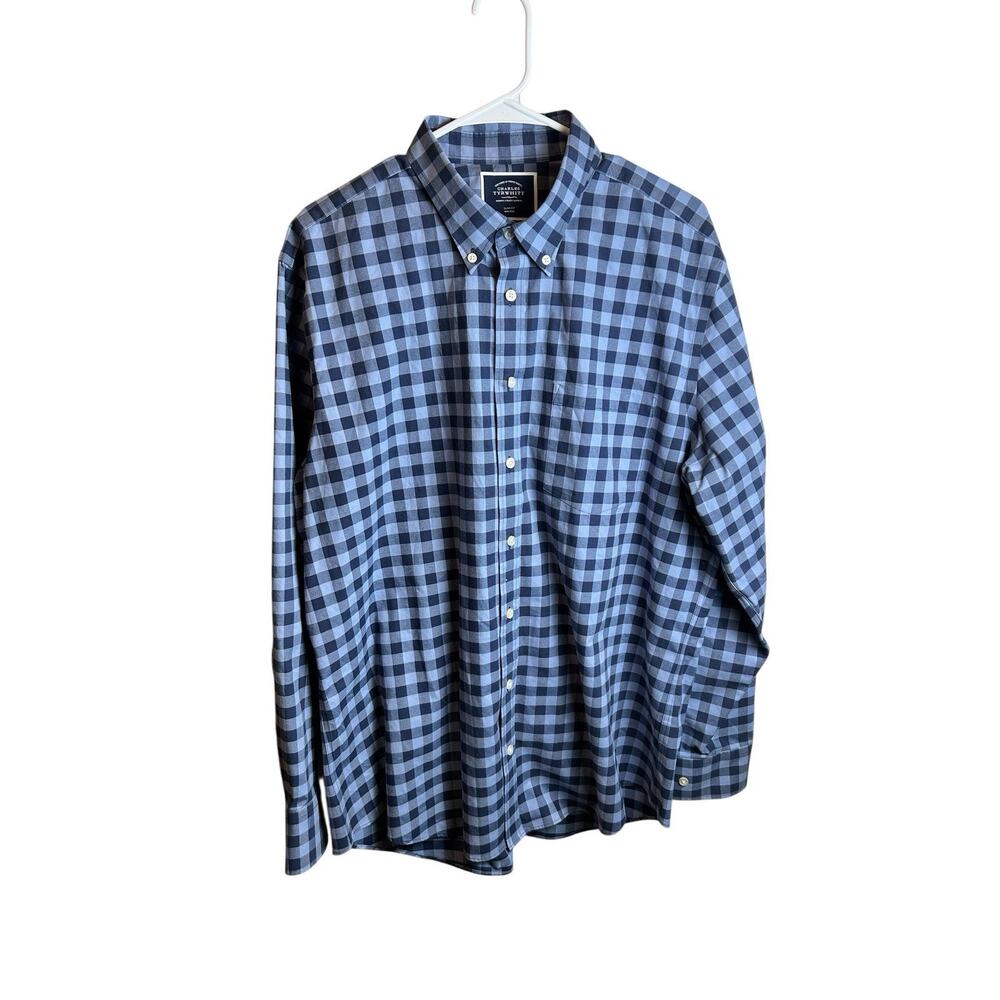 Charles Tyrwhitt Slim Fit Non-Iron Cotton Blue Check Button Down Size XL